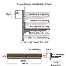 LWZ Tavolo Pieghevole da Balcone per Patio, Giardino, Ponte, Regolabile, Marrone
