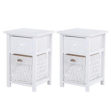 zcyg Comodino Comodini Comodini, 2 Pezzi/Set Comodino Portaoggetti in Legno Naturale con Cassetto E Cestino (Bianco)