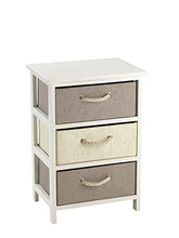 King Home C656423 Cassettiera 3 Cassetti Legno e Rafia Sintetica