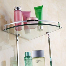 Zixin Bagno Scaffale Temperato Vetro 2 Tier con Asciugamano a Muro Asciugamano Asciugamani Stoccaggio Doccia Stoccaggio angolare in Alluminio Extra 8mm Thick Sliver