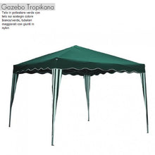 Gazebo per giardino colore bianco e verde copertura cm 300x400x260
