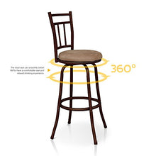 IKAYAA Sgabelli Industrial, Set di 2 Sgabelli da Bar Girevole Anticato con Schienale in Metallo Cornice Sedia da Cucina Pranzo Imbottita capacità 120KG (2 Pezzi)