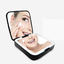 Kaper Go. Nuova Luce A Doppia Faccia Pieghevole A LED Portatile Specchio Portatile Ricarica Tesoro Specchio for Il Trucco ABS Nero Specchio di Bellezza Lente d'Ingrandimento Luce Notturna