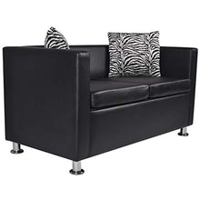 FAMIROSA Set Divani a 3 e a 2 Posti in Similpelle Nero