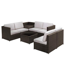 Outsunny Set Mobili da Giardino 8 Pezzi 4 Divani 2 Divani Angolari 2 Tavolini per Giardino in Rattan Marrone