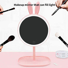 CFPPX Specchio Trucco con Luce LED, USB Ricaricabile Pieghevole Specchio Cosmetico, Makeup Mirror, Specchio da Rotazione a 360°,Rosa,Rabbit1