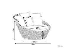 Beliani Letto Tondo da Esterno in Rattan Legno Chiaro Naturale Kallithea