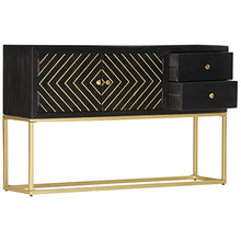 vidaXL Credenza Nero e Oro 120x30x75 cm in Legno Massello di Mango