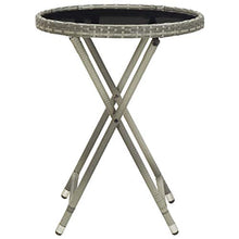 FAMIROSA Tavolino da caffè Grigio 60 cm in Polyrattan e Vetro Temperato