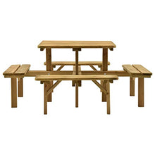 FAMIROSA Tavolo da Picnic con 4 Panche 172x172x73 cm in Pino Impregnato