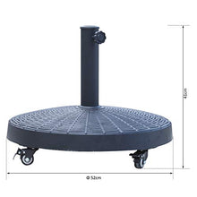 Outsunny Base per Ombrellone Diametro 4 Cm 4 Rotelle con Freni Tondo da Giardino Acciaio Resina ∅52 x 41cm Nero