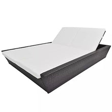 vidaXL Doppio Lettino Prendisole Cuscino Polyrattan Marrone 2 Persone Sdraio