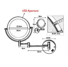 CENPEN Trucco LED Specchio Doppio Parete Bagno Specchio Specchio di Trucco di 8 Pollici Regolabile Specchio Retrattile d'Argento a Muro