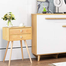 Goplus Comodino con Cassetto in Legno Design Moderno per Camera da Letto (con 2 cassetti)
