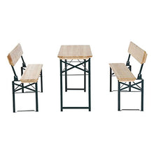 Outsunny Set Birreria da Giardino Tavolo e 2 Panche con Schienale Pieghevole in Legno di Abete