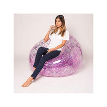 HongTeng Divani Divano Gonfiabile con Paillettes Divano Lazy Couch Camera da Letto Esterna Piscina da Viaggio Cute Shiny Nap Cuscino d'Aria Sedia 98 × 100cm (Color : Pink)