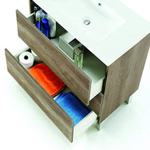 FMD Moebel GmbH Giunone S02 Set Mobile Bagno + Specchio, 80X45X86 H cm, Rovere Spazzolato, Melamina