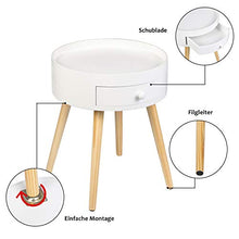WOLTU Set di 2 Comodini per Camera da Letto Comodino Rotondo con Cassetto Tavolino da Salotto in Legno Bianco TS111ws-2
