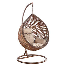 DFGH Egg Chair Altalena sospesa con Set di Supporto in Acciaio, Vimini in Resina, Design a Cesto, Uso Esterno, Include Cuscino Cachi e poggiatesta - Marrone