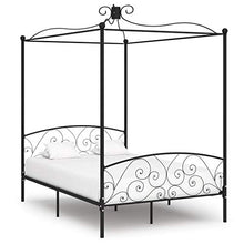 SKM Letto a Baldacchino Nero in Metallo 140x200 cm (28.2kg)