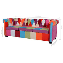 vidaXL 2X Divani Chesterfield Morbidi Imbottiti con Braccioli Set Comodi Eleganti Raffinati Robusti Sofa Arredi Casa in Tessuto Patchwork