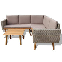 FAMIROSA Set Divani da Giardino 4 pz con Cuscini in Polyrattan Grigio-3133