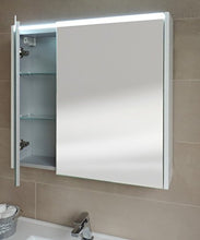 Specchiera specchio bagno pensile contenitore 2 ante, fascia led, cm.67x70x15