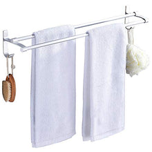 Porta asciugamani a parete multifunzione Space alluminio opaco con gancio doppio bianco argento-Lunghezza 50 cm Supporta da Bagno Portasciugamani da Parete Barra Cucina Bagno