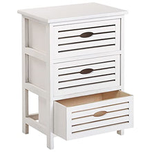 Beliani Comodino Rustico in Legno di Paulownia con 3 Cassetti Bianco Lucky