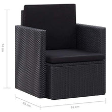 Goliraya Poltrona Cubo da Giardino per Esterno in Polyrattan Nero,Sedia da Giardino in Polyrattan Nero con Cuscini,Poltrona da Esterno in Rattan,Poltrona in Rattan 80 x 72 x 63 cm