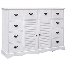 SKM Credenza con 10 Cassetti Bianca 113x30x79 cm in Legno (19.09kg)