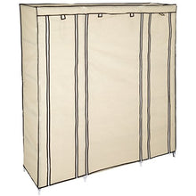 TecTake Armadio Guardaroba Pieghevole Cabina in Tessuto e Asta Appendiabiti | 12 Scomparti | 150 x 175 x 45 cm | -Disponibile in Diversi Colori- (Beige | No. 402527)