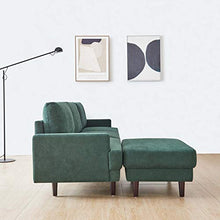 belupai Divano moderno in tessuto, a forma di L, 3 posti, con ottomana, 266 cm, smeraldo