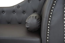 Mendler Divano angolare recamiere Classico Stile Vittoriano Chesterfield Ecopelle 76x156x89cm Nero