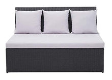 Mendler Divano sofà 2 posti da Esterno HWC-G16 polyrattan Nero Cuscino Grigio Chiaro