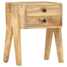 FAMIROSA Comodino 40x35x50 cm in Legno Massello di Mango（Marrone