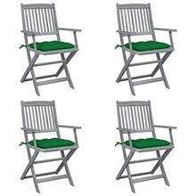 vidaXL Sedie da Giardino Pieghevoli 4pz con Cuscini in Massello Acacia