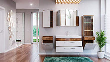 Set di mobili da bagno Malema in noce bianco con frontale arrotondato 6 pz.