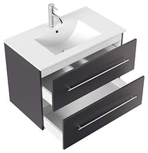 Set di mobili da bagno Firenze 80 2 parti antracite e armadio a specchio
