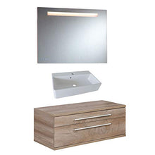 Fackelmann - Set di 3 specchietti da Bagno appesi e Illuminati, 110 cm, Colore: Marrone