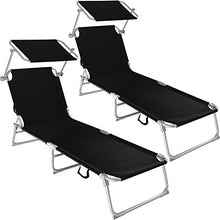 TecTake 2X Sedia a Sdraio per Prendere Il Sole con l'ombrello Parasole 190cm Nero