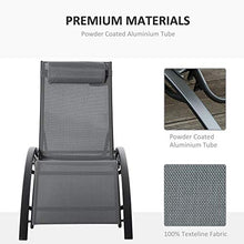 Lettino Prendisole da Giardino 46x171x82 cm in Alluminio e Textilene Grigio