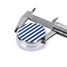 Scatola rotonda per medicina portatile, mini pillole in metallo, dispenser per pillole, borsa da tasca, regalo da viaggio, blu navy e bianco a righe