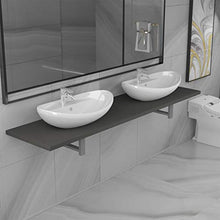 Set Mobili da Bagno 3 pz in Ceramica Grigia
