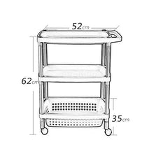 YIN YIN Carrello per Ripiani Carrello a Ripiani, mensole in plastica da Bagno Rack a Tre Strati Bellissimo Elegante Ristorante con Ruote a Carrello Hotel Rack, Blu, 52X35X62cm Carrello a rulli