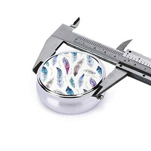 Scatola rotonda per medicina portatile, mini pillole in metallo, dispenser per pillole per borsa da tasca, borsa da viaggio, modello senza cuciture con piume di acquerello boho