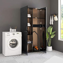 FAMIROSA Armadietto Bianco Lucido Nero 80x35,5x180 cm in Truciolato