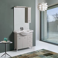 Kiamami Valentina Mobile Bagno da 105 CM Perla con LAVABO Specchio E PENSILE
