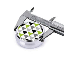 Contenitore rotondo per pillole con 3 scomparti, in metallo, per medicine, vitamine, con triangoli neri, colore: verde lime e grigio