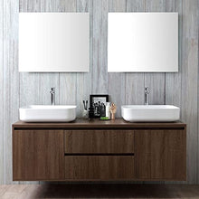 Kiamami Valentina MOBILE BAGNO SOSPESO NOCE SCURO DOPPIO LAVABO DA APPOGGIO SPECCHIO | SIENA